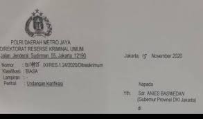 Sebuah surat dinas resmi haruslah ditulis menggunakan format dan tata bahasa yang jelas dan baku agar mudah dipahami. Polda Metro Kirim Surat Panggilan Ke Anies Baswedan Soal Kerumunan Di Acara Habib Rizieq