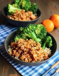 Orange Ground Chicken Rice Bowls Recipe Ground Chicken Recipes Chicken Rice Bowls Ground Chicken