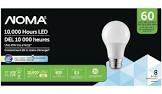 LED A19 60W Non-Dimmable Light Bulbs, Daylight, 8-pk Noma
