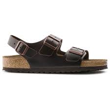 Birkenstock Sandals With Backstrap Unisex Milano Real Leather Soft Footbed Amalfi Testa Di Moro Back Strap Sandals In 2020 Real Leather Leather Strap Heels