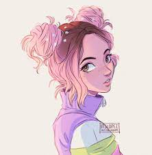 Kinda Self Portrait Lol Pink Space Buns Are Life V Cute Drawings Drawings Cute Art