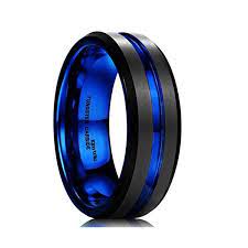 King Will Mens Black Matte Finish Tungsten Carbide Tungsten Silicone Set Ring Blue Wedd In 2020 Mens Wedding Bands Tungsten Tungsten Wedding Bands Black Tungsten Rings