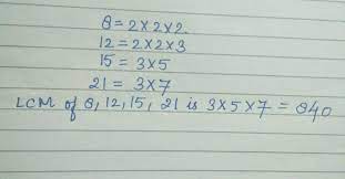 8 12 15 21 Ka Lcm Kya Brainly In