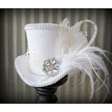 White On White Linen Mini Top Hat Alice In Wonderland Mini Top Hat Bridal Fascinator Steampunk Hat Tea Party Hat Mad Steampunk Hat Fancy Hats Mini Top Hat