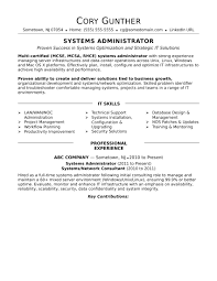 Sample Resume For An Experienced Systems Administrator Monster Com