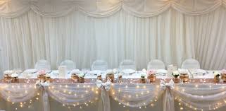 Voile And Fairy Lights Top Table Dressing By Add Style Uk Wedding Top Table Wedding Centerpieces Fairy Lights