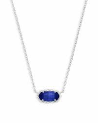 Elisa Silver Pendant Necklace In Cobalt Cats Eye Kendra Scott
