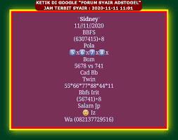 1 New Message Kode Syair Sydney 11 November 2020 Forum Syair Togel Hongkong Singapura Sydney