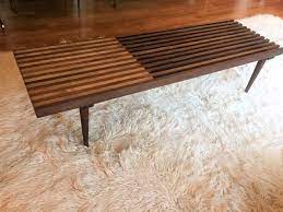 93.53 kb, 523 x 523. Mid Century Modern Walnut Maple Slat Coffee Table Epoch