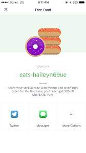 Everyone Download The Uber Eats App And Type My Code Into Promo Code Box Receive 20 Worth Of Free Food Free Food Coding Email Invitation