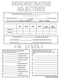 Introduce Demonstrative Adjective With This Graphic Organizar There Are Two Practice Sections To He Graphic Organizers Adjectives Spanish Interactive Notebook