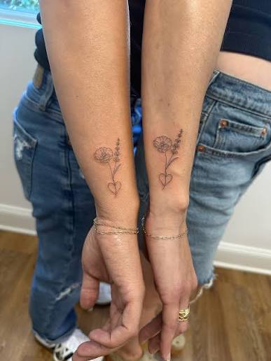 Best friend birth flower tattoos 🤍😍