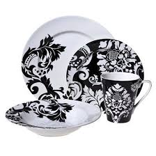 Black And White Dish Set I D Have A Different Set Of Dishes For Every Occasion And Every Day Of The Week If I Could Black Dinnerware Set Black Dinnerware Dinnerware Set