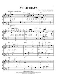 Yesterday Easy Piano Sheet Music Piano Sheet Music Piano Sheet Music Free