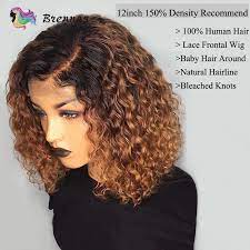 Curly Bob Lace Front Wig For Black Women 1b27 Ombre 13x4 Lace Wig Pre Plucked Brazilian Non Remy Human Hair Wig With Best Human Hair Wigs Hair Baby Hairstyles