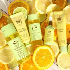 Pixi By Petra Newly Launched Vitamin C Line Lotion Serum Tonic Caviar Balm And Juice Cleanser With Orange Flower Wat Vitamin C Skin Care Pimples Skin Care