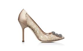 Hangisi Lace Light Beige Lace Jewel Buckle Pumps Manolo Blahnik