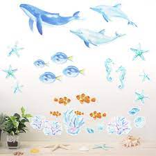 This under the sea wall decal is great for an accent wall or the entire room. Wall Sticker Whale And Marine Life Wall Stickers Wall Decorations Home And Living Canon Creative Park