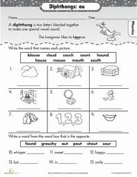 Practice Reading Vowel Diphthongs Ou Worksheet Education Com Diphthongs Vowel Diphthongs Phonics Worksheets