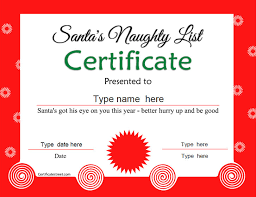 Fully customize the text, layout, add a logo or picture to the template. Special Certificates Santa S Naughty List Certificate Tempalte Certificatestreet Com