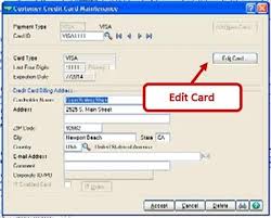 Some credit cards require billing address. Sage 100 Entering Credit Card Info In Customer Maintenance