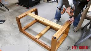 Diy angled x base coffee table. Diy Concrete Top Outdoor Coffee Table Fixthisbuildthat