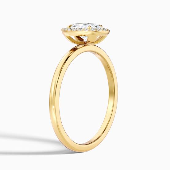 Aisha 3 Carat Oval Halo Lab Grown Diamond Ring in 14k Yellow Gold