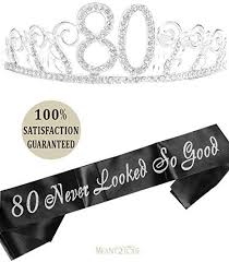 Birthday Crown And Sash Near Me 80th Birthday Tiara And Sash Happy 80th Birthday Party Supplies 80th Black Glitter Satin Sash Happy 80th Birthday 80th Birthday Gifts Birthday Party Supplies
