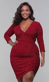 Plus Size Short V Neck Glitter Holiday Party Dress Plus Size Formal Dresses Plus Size Dresses Plus Size Cocktail Dresses