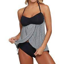 Nlife Nlife Women Halter Plaid Tankini Set Swimsuit Walmart Com In 2021 Swimwear Tankini Fashion Swimsuits
