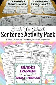 Sentence Writing Activities Back To School Theme Sentence Writing Activities Sentence Activities Writing Activities
