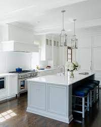 Navy blue kitchen island how fabulous is this navy blue kitchen island? Gray Kitchen Island With Blue Stools Transitional Kitchen