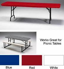 12 Stay Put Fitted Plastic Tablecloths Wind Proof Table Covers 8 Ft X 30 Red Blue Black Or White Picnics Graduation Outdoors Table Covers Table Cloth Plastic Tablecloth