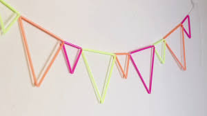 Handmade Diy Birthday Decoration At Home Diy Neon Straw Wall Hanging Bunting Banner Easy Cute Colorful Dorm Or Home Party Decoration Ideas Diy Neon Party Diy Neon Decorations Neon Party Decorations