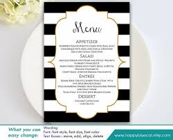 Black And White Stripe Invitation Template Free Diy Printable Wedding Menu Template Instant Download Editable Text Black White Stripes Gold Frame 5 X7 Ms Word Format Hbc7n Printable Wedding Menu Wedding Menu Template Diy Wedding Menu