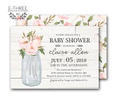 Baby shower ideas, baby shower invitations for girls, baby shower invitations for boys, neutral baby shower invites, party planning ideas, invitations for showers, little bees graphics. Shiplap Baby Girl Shower Invitation Farmhouse Baby Shower Invitations Pink Flowers And Mason Jar Rustic White Wood E Three Design Studio