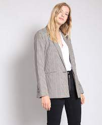 Blazer cintré à un bouton. Karierter Blazer Schwarz Kastanienbraun 323293899b07 Pimkie