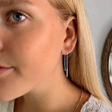 Silver thread earrings hot sale