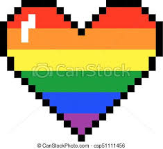 Pixel art · loisir créatif · mosaïque · fun. Vector Regenbogen Pixelherz Vector Regenbogen 8 Bit Pixel Art Stil Herz Lgbt Community Symbol Schwuler Stolz Canstock