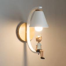1 Light Curved Arm Wall Lamp With Resin Little Boy Modern Baby Kids Room Lighting Fixture In Black White Beautifulhalo Com
