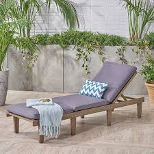 Great Deal Furniture 304376 Alisa Outdoor Acacia Wood Chaise Lounge With Cushion Dark Grey Finish In 2020 Lounge Chair Outdoor Grey Chaise Lounge Chaise Lounge