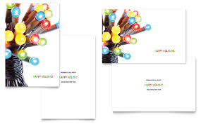 Free office birthday templates—including birthday cards, invitations, and decorations—can help make your birthday party a smashing success. Christmas Lights Greeting Card Template Word Publisher
