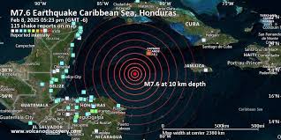 Major Magnitude 7.6 Earthquake - Honduras: 209 km SSW of George Town,  Cayman Islands, on Saturday, Feb 8, 2025, at 05:23 pm (GMT -6) -