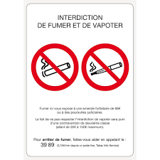 Quelles sont les conditions d application de cette interdiction. Panneau Pvc Interdiction De Fumer Et Vapoter A5