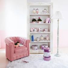 Fauteuil Capitonne Velours Rose Chesterfield Girls Room Decor Shabby Bedroom Bookcase