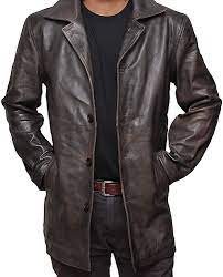 Amazon Com Chaqueta De Cuero Envejecido Caf Eacute Con Bolsillos Delanteros De Superna Leather Jacket Men Brown Leather Jacket Men Distressed Leather Jacket
