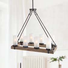 Dining room pendant lights come in all sorts of shapes, colors and styles. 8 Light Farmhouse Chandelier For Dining Room Rectangle Pendant Lighting For Kitchen Island With Frosted Glass Globes Overstock 19742520