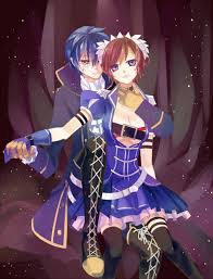 donut (artist), kaito (requiem) (vocaloid), kaito (vocaloid), meiko (blue  crystal) (vocaloid), meiko (vocaloid), nostalogic (vocaloid), project diva,  project diva (series), project diva f, vocaloid, 1boy, 1girl, belt, blue  hair, boots, breasts, brown