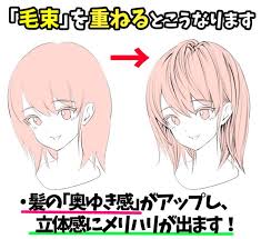 女の子の模写 絵の上達 髪の描き方 スケッチ 髪型のスケッチ 髪の毛 塗り方