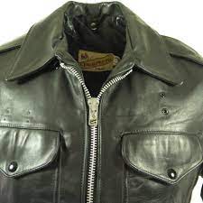 Vintage 80s Schott Police Motorcycle Jacket Mens 42 Biker Leather Perfecto The Clothing Vault